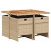 vidaXL Garden Dining Set Beige and brown PE rattan 4-seater Foldable