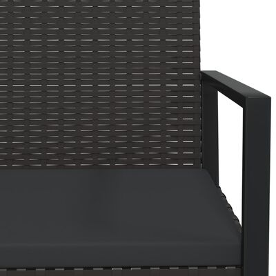 vidaXL Patio Bench with Cushions Black 41.7" Poly Rattan
