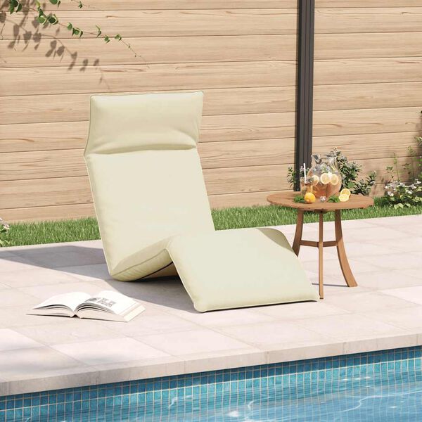 vidaXL Sun Lounger Cream Oxford fabric, metal Extra Long Foldable