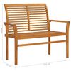 vidaXL Patio Bench Red Check Pattern Cushion 44.1 " Solid Teak Wood