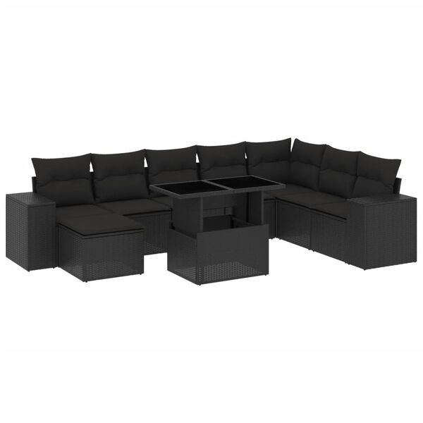 vidaXL Garden Sofa Set Black PE Rattan L Garden Sofa Set Rectangular