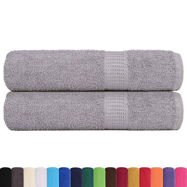 vidaXL Bath Towel Set of 2 Grey 100% Cotton 39.4x59.1 in Bath Towel