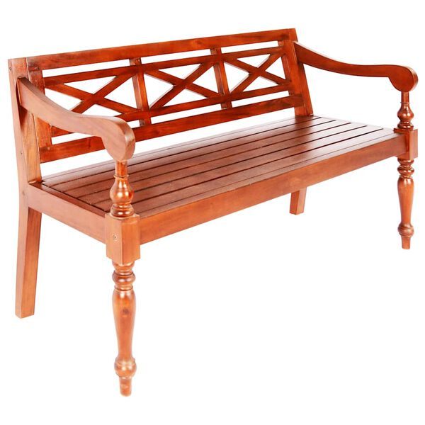 vidaXL Bench Dark Brown Solid Mahogany Wood Three-Seater