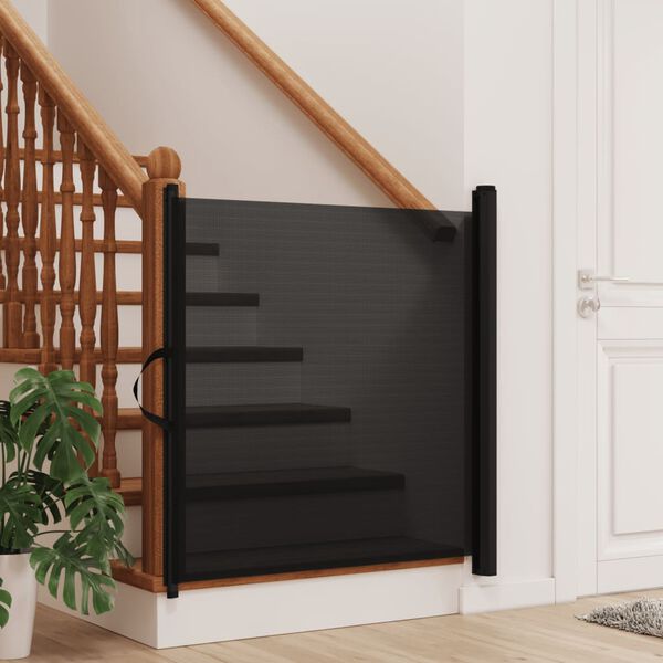 vidaXL Retractable Pet Gate Black 40.4"x49.2"