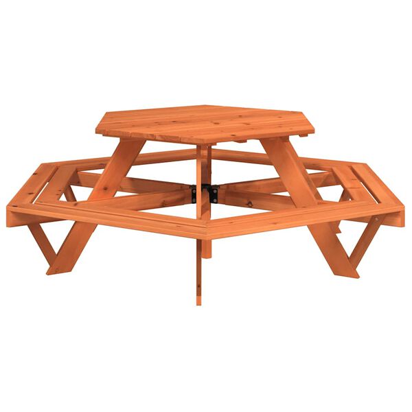 vidaXL Picnic Table Brown Solid fir wood For children Seats Many