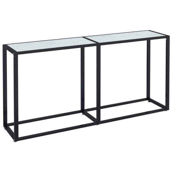 vidaXL Console Table White marble Tempered Glass, Powder-Coated Steel