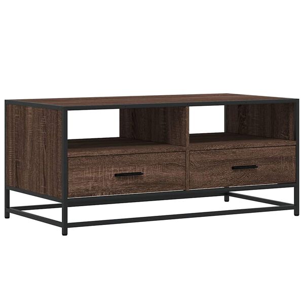 vidaXL Coffee Table Brown Oak Engineered Wood, Metal Medium Coffee Table