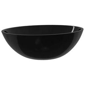 vidaXL Basin Glass 19.7x14.6x5.5" Black