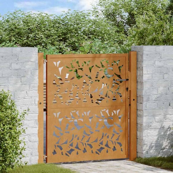 vidaXL Garden Gate 39.4x39.4" Weathering Steel Leaf Design