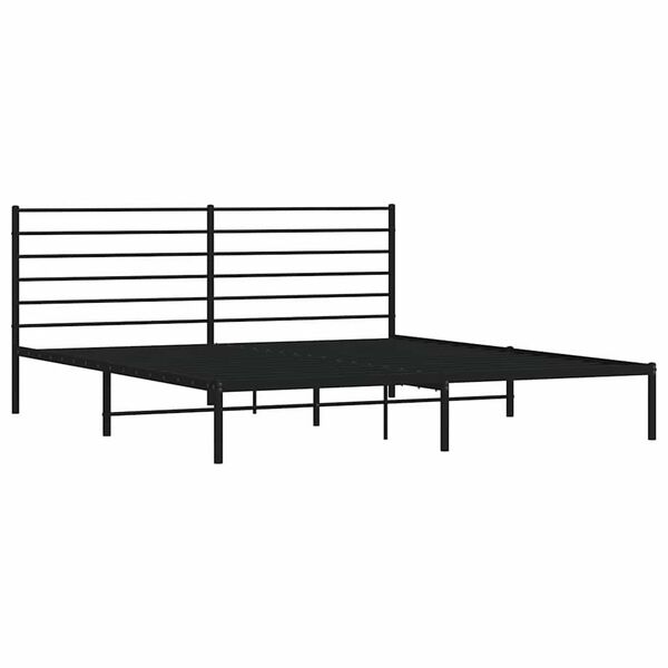 vidaXL Bed Frame Black Powder-coated steel King Bed Frame Rectangular