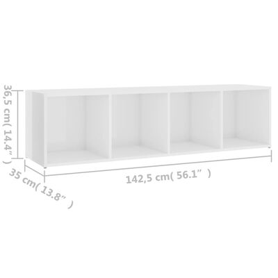 vidaXL TV Cabinet High Gloss White 56.1"x13.8"x14.4" Chipboard