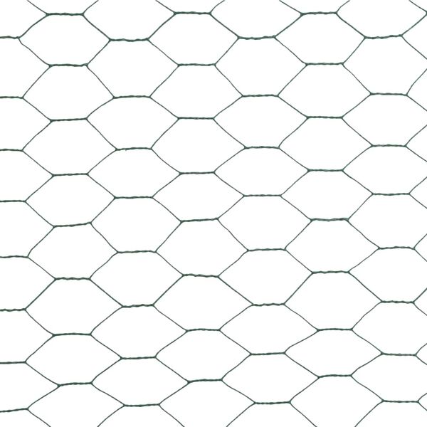 vidaXL Chicken Wire Fence Steel with PVC Coating 82.0x3.9' Green