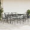 vidaXL 7 Piece Patio Dining Set Black Poly Rattan Glass