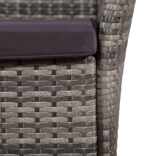 vidaXL Dining Chair With Stool Gray Poly Rattan Standard