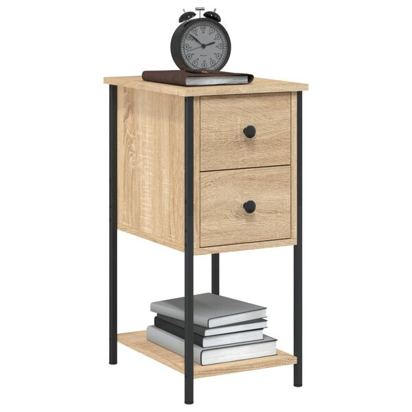 vidaXL Bedside Cabinet Sonoma Oak Engineered wood, Iron Compact