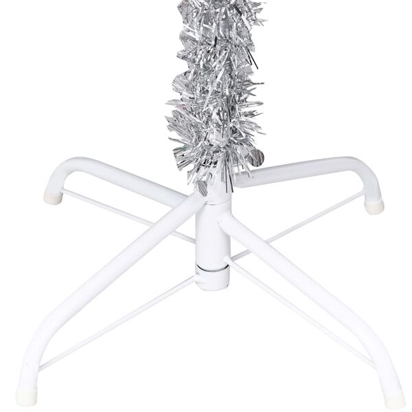 vidaXL Artificial Pre-lit Christmas Tree with Ball Set Silver 70.9" PET
