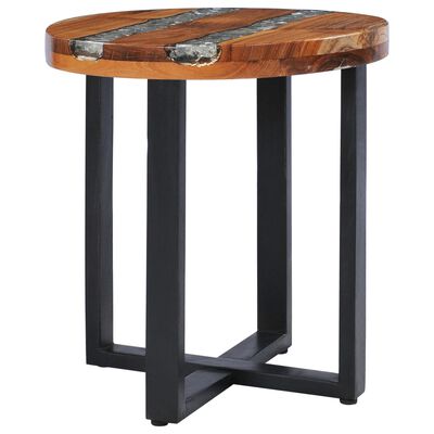 vidaXL Coffee Table 15.7"x17.7" Solid Teak Wood and Polyresin