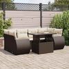 vidaXL Garden Sofa Set Brown PE rattan Large Adjustable Armrests