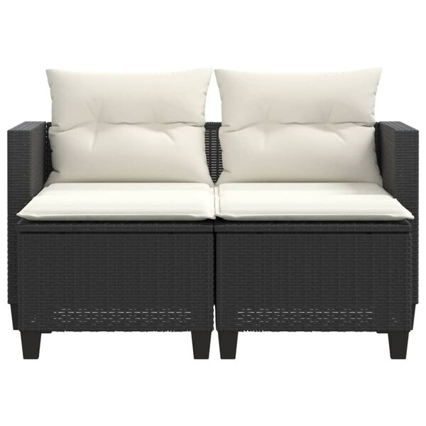 vidaXL Garden Sofa Black PE rattan, powder-coated steel, 100% polyester