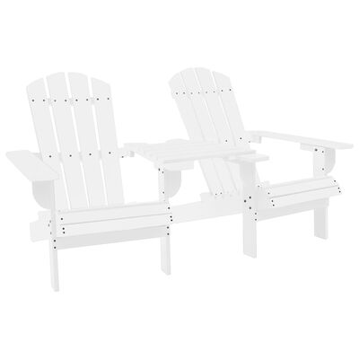 vidaXL Patio Adirondack Chairs with Tea Table Solid Wood Fir White