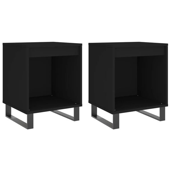 vidaXL Bedside Cabinet Set of 2 Black Engineered wood, Metal