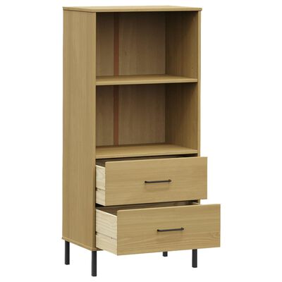 vidaXL Bookcase with 2 Drawers Brown 23.6"x13.8"x50.6" Solid Wood OSLO