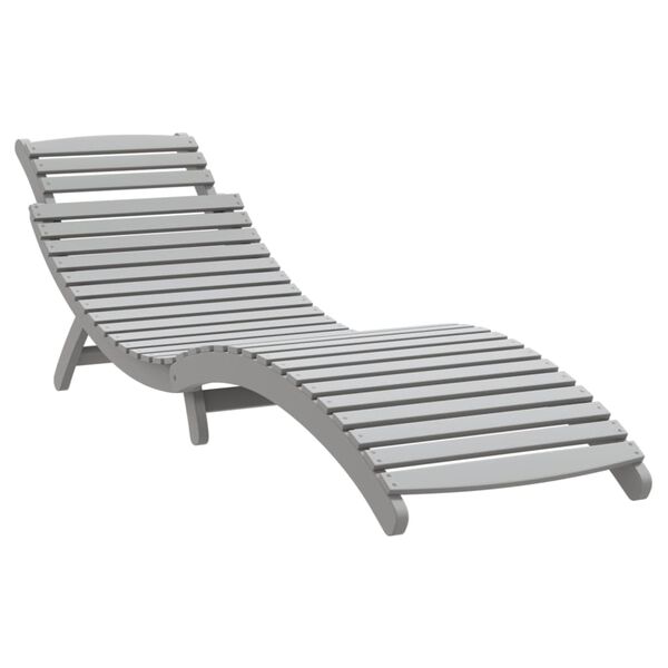 vidaXL Sun Lounger Grey Solid Acacia wood Standard Foldable