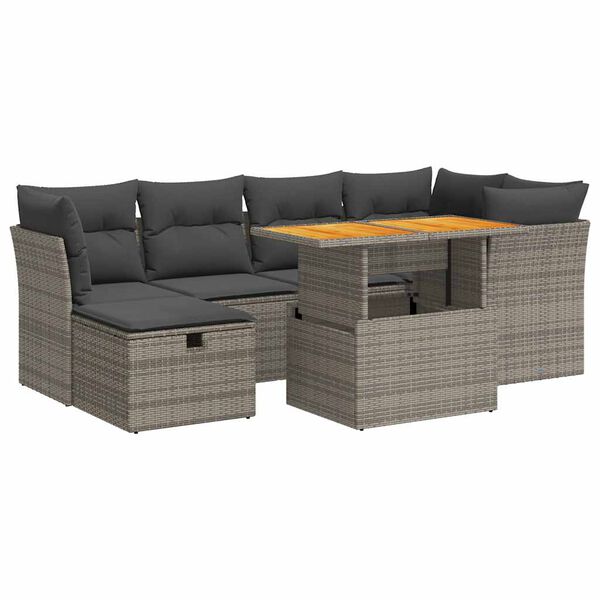vidaXL Garden Sofa Set Grey PE Rattan Large Modular Garden Sofa Set