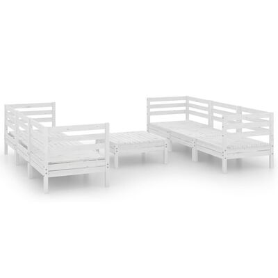 vidaXL 7 Piece Patio Lounge Set White Solid Pinewood