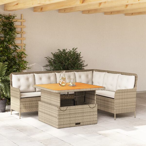 vidaXL Patio Sofa Set Beige, Brown, Cream White