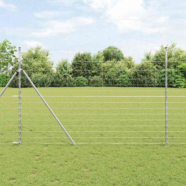 vidaXL Field Fence Silver 164.04 x 5.25 ft Galvanised steel