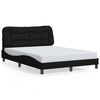 vidaXL Bed Frame Black Polyester, Metal, Solid Pine Wood, Plywood Full