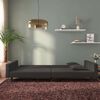 vidaXL Sofa Bed Black Velvet Velvet (100% polyester), Wooden Frame, Plastic