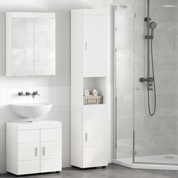 vidaXL Bathroom Cabinet Set with Storage TULUM High Gloss White