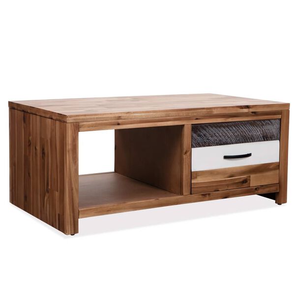 vidaXL Coffee Table Brown, Black, White Solid acacia wood, MDF