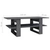 vidaXL Coffee Table High Gloss Gray 43.3"x21.7"x16.5" Engineered Wood