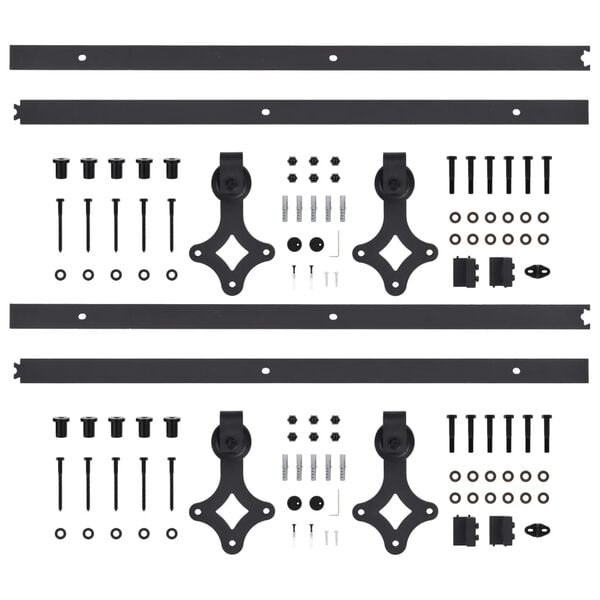  vidaXL Sliding Door Hardware Kits 2 pcs 72.0 " Steel Black (2x145260)