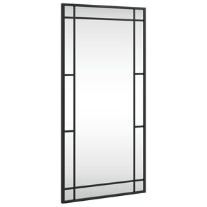 vidaXL Wall Mirror Black Glass 15.7 x 31.5 in Minimalistic Wall Mirror