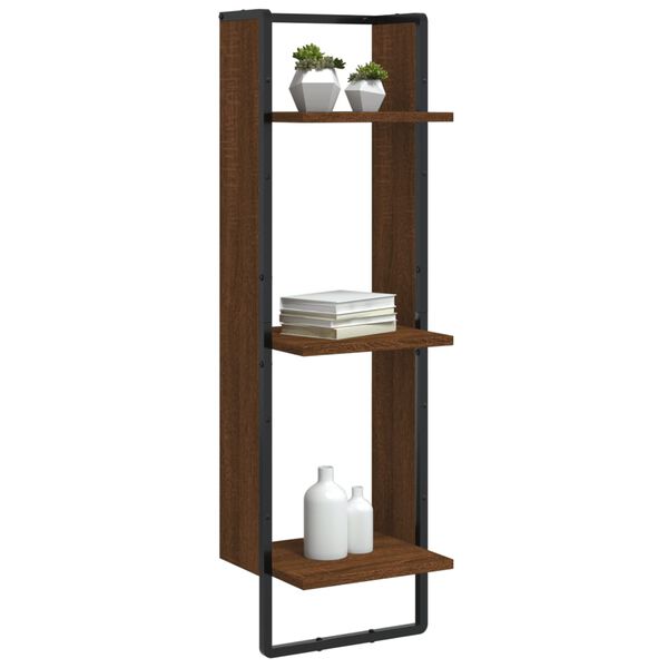 vidaXL Wall Shelf Brown Oak Engineered Wood Wall Shelf Rectangular