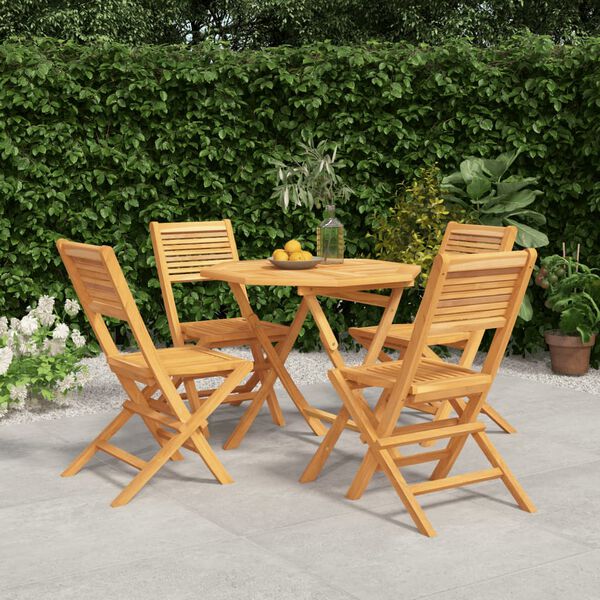 vidaXL Garden Dining Set Natural Teak Solid Teak Wood 5 Piece Set