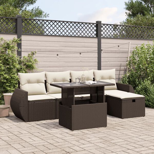 vidaXL Garden Sofa Set Brown, Cream White