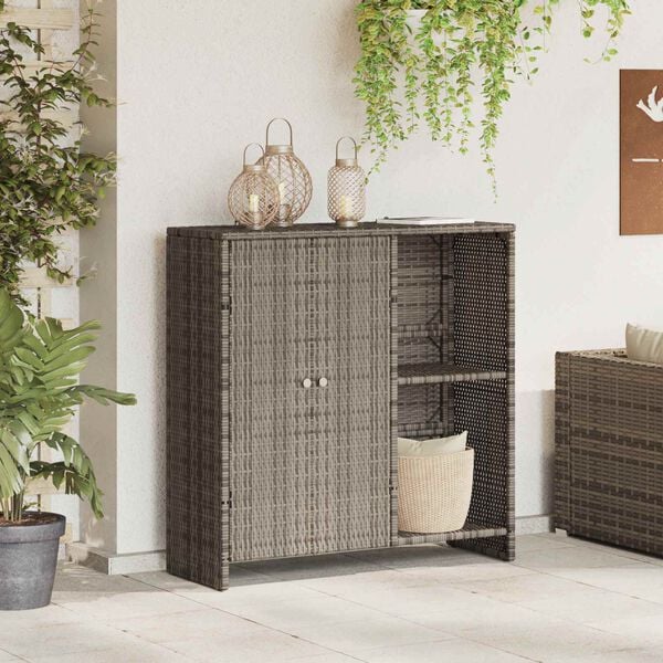 vidaXL Storage Cabinet with Shelf Grey 39.37 x 14.17 x 40.16 in Rattan