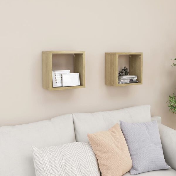 vidaXL Wall Cube Shelves 2 pcs Sonoma Oak 10.2"x5.9"x10.2"