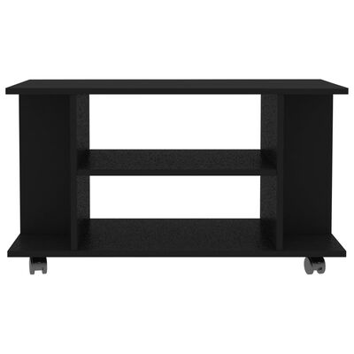 vidaXL TV Stand with Castors Black 31.5"x15.7"x17.7" Engineered Wood