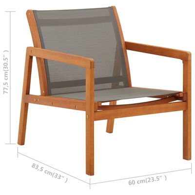 vidaXL Patio Chair with Footrest Solid Eucalyptus Wood&Textilene