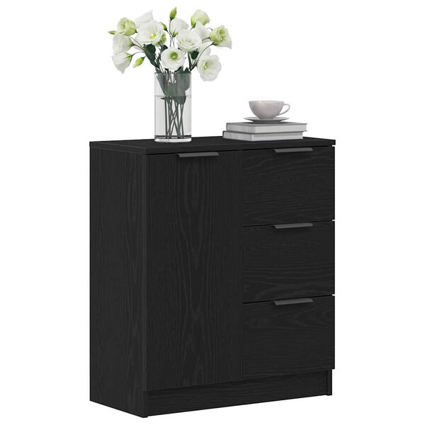 vidaXL Sideboard Black Oak 23.62 x 11.81 x 27.56 in Engineered Wood