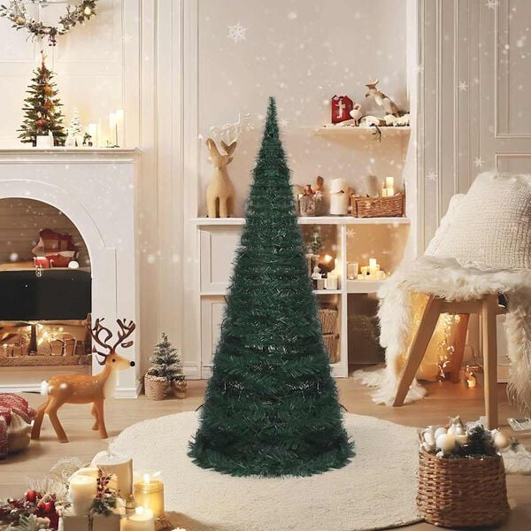 vidaXL Pop-up Christmas Tree Green PVC 7 ft Collapsible