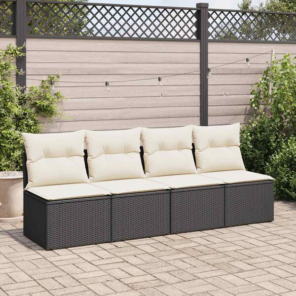 vidaXL Garden Sofa Set Black, Cream White