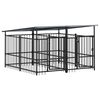 vidaXL Dog Kennel Black Powder-coated steel 40.3 sq ft floor area