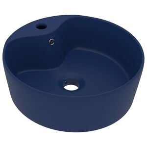 vidaXL Luxury Wash Basin with Overflow Matt Dark Blue 14.2x5.1" Ceramic